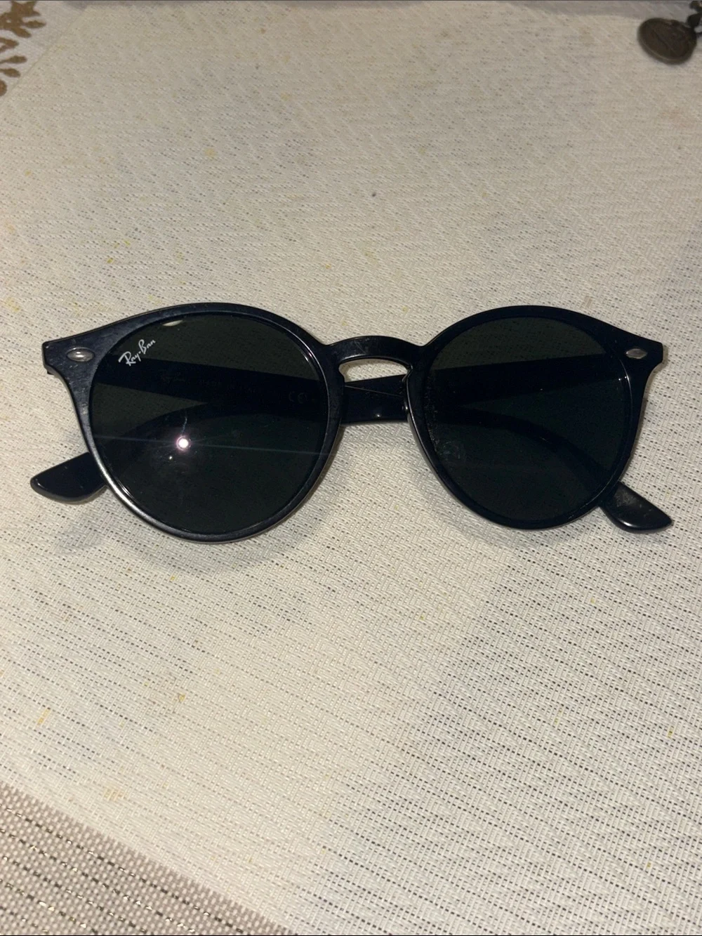 Ray-Ban Black Round Frame Sunglasses with Dark Lenses